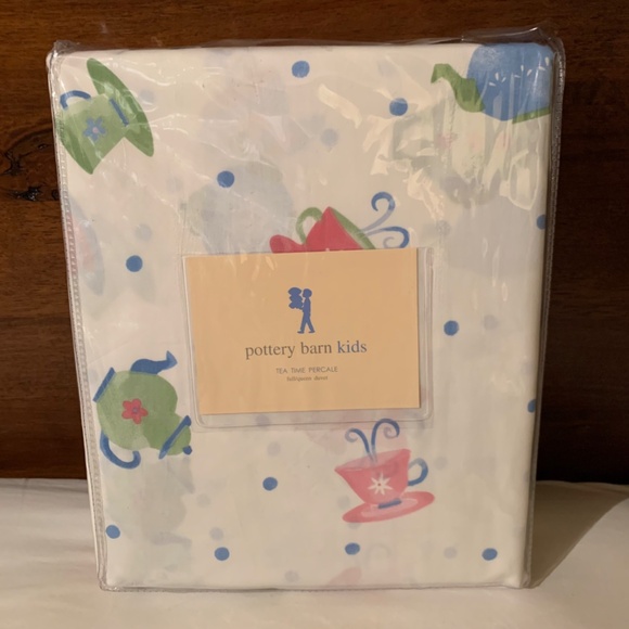 Pottery Barn Kids Tea Time Percale Duvet Cover Full/Queen - Picture 1 of 4